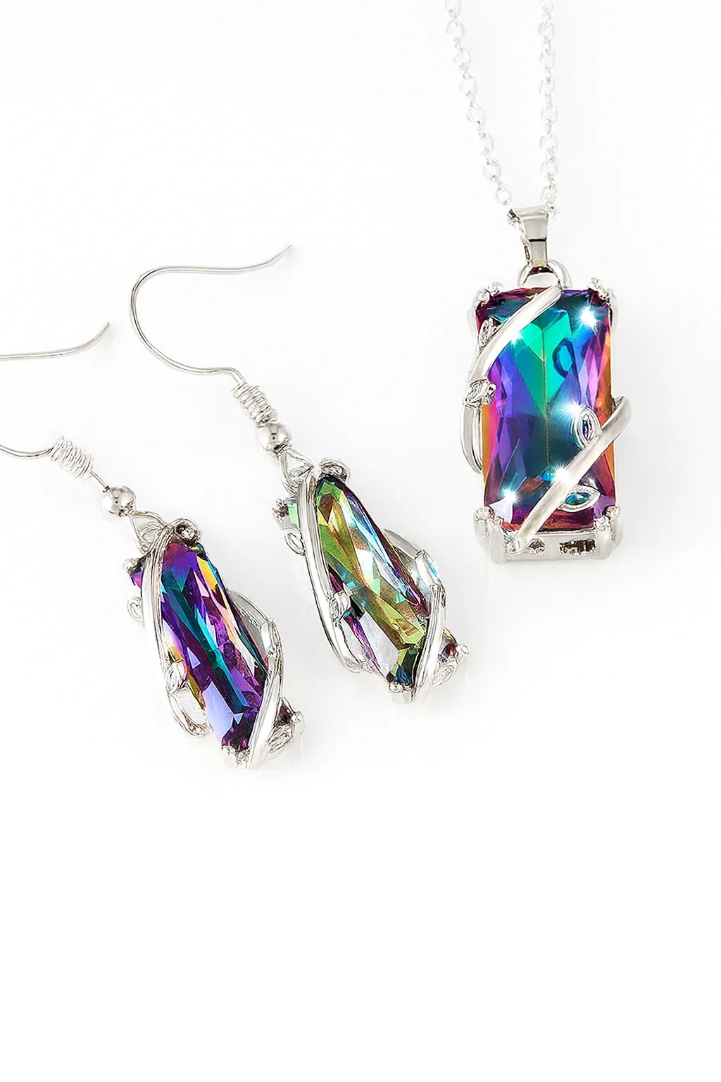 Multicolor Rectangular Stone Wedding Jewelry Set