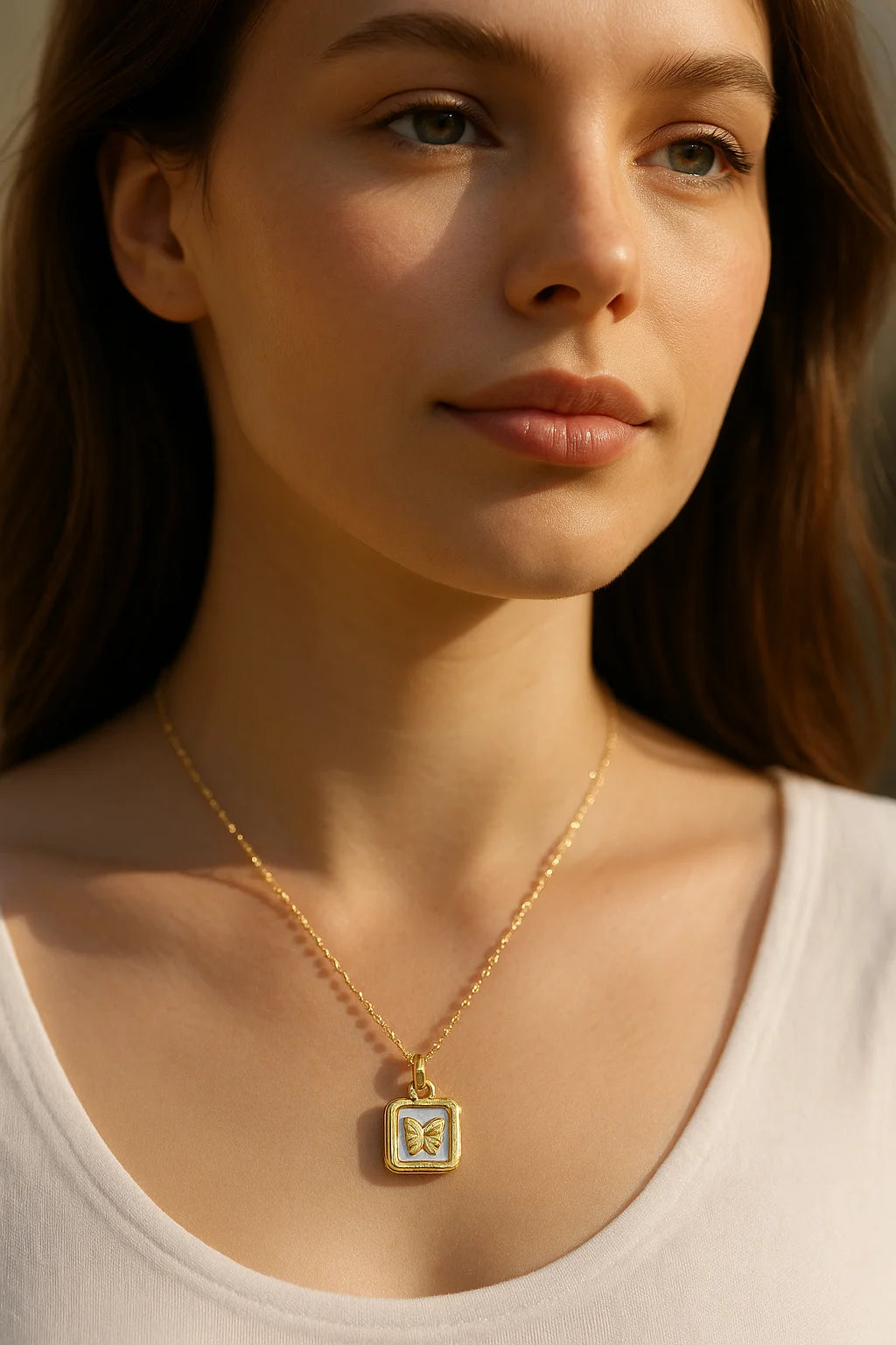 Gold Butterfly Pendant Necklace