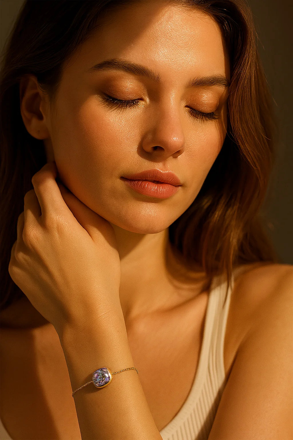 316L Stainless Steel Gold Crystal Square Bracelet