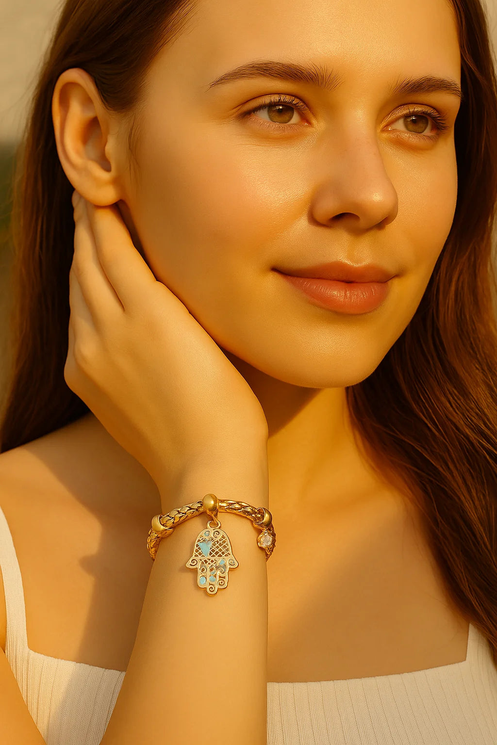 Personalized Palm Eye Flower Bracelet