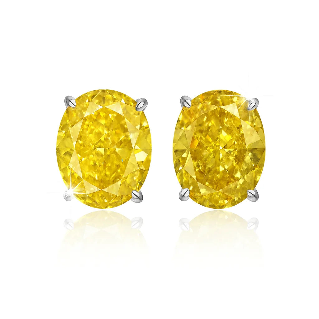 925 Silver Plated Crystal Oval Stud Earrings for Women