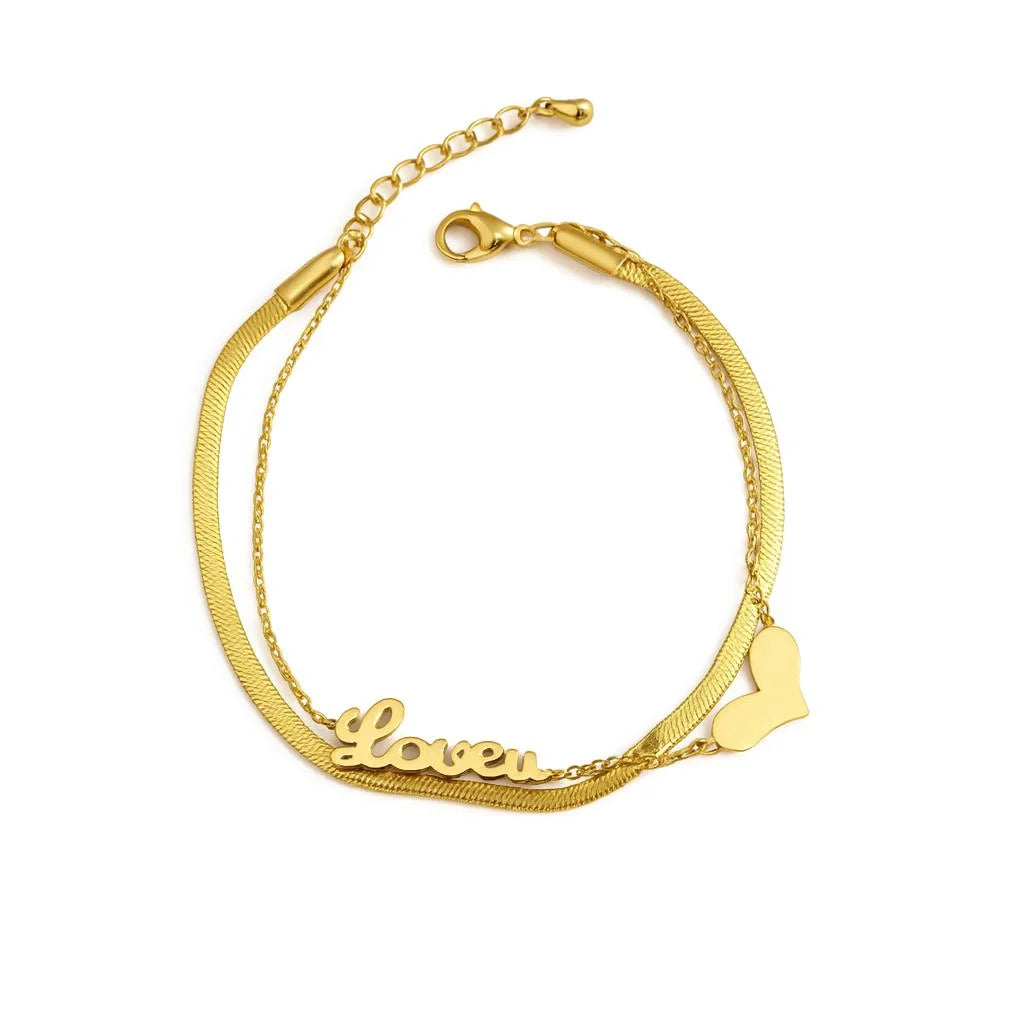Double-Layer Letter Heart Bracelet