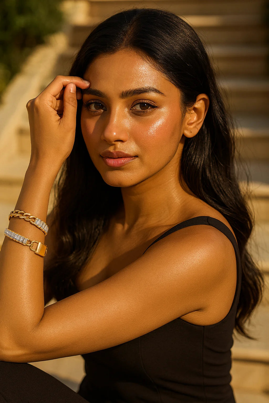 Titanium Steel Butterfly Heart Diamond Bracelet