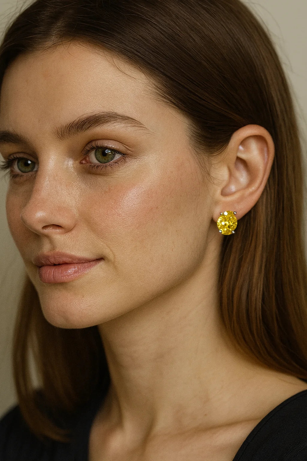 925 Silver Plated Crystal Oval Stud Earrings for Women