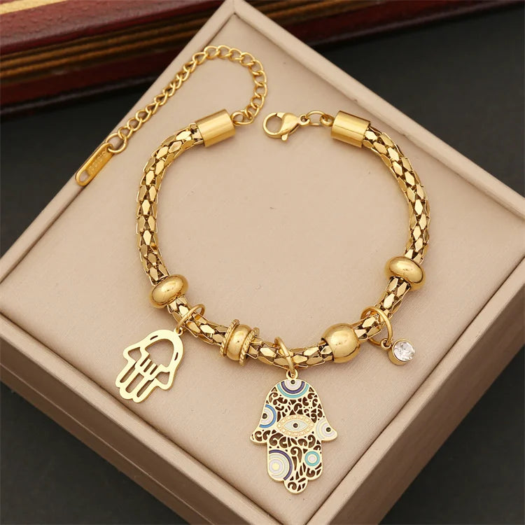 Personalized Palm Eye Flower Bracelet