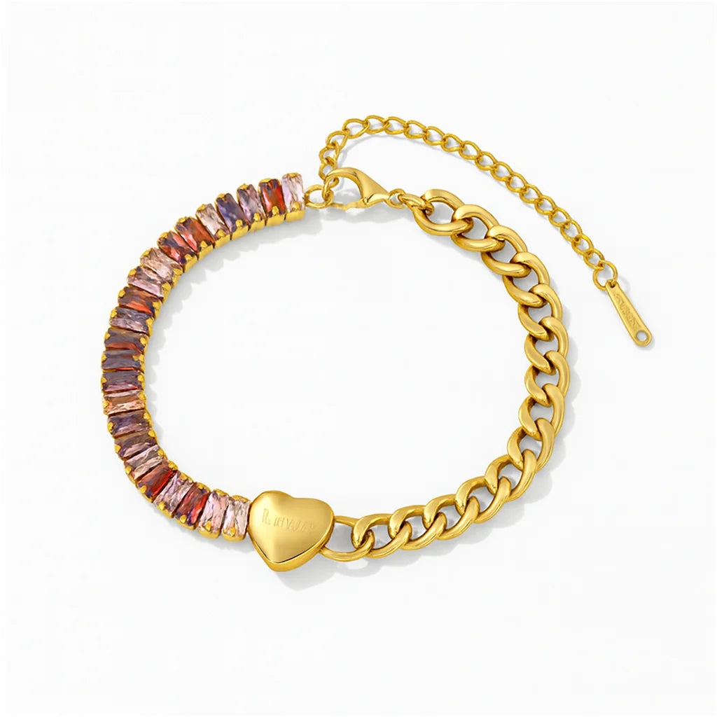 Titanium Steel Butterfly Heart Diamond Bracelet