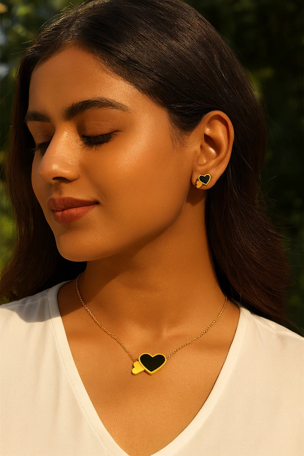 316L Stainless Steel Shell Heart Jewelry Set