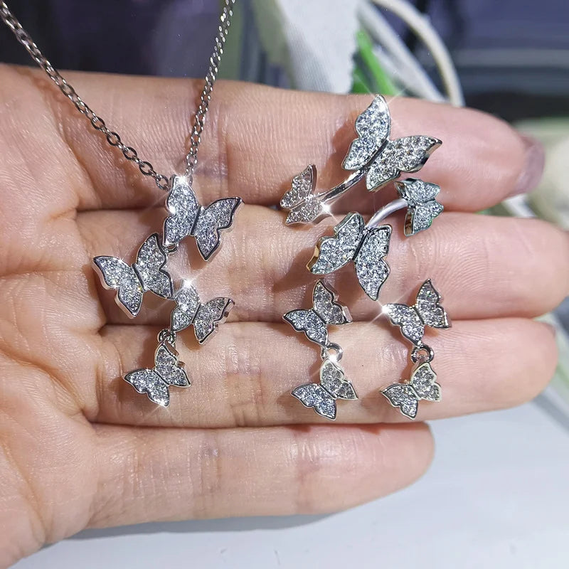 Butterfly Diamond Clavicle Jewelry Set