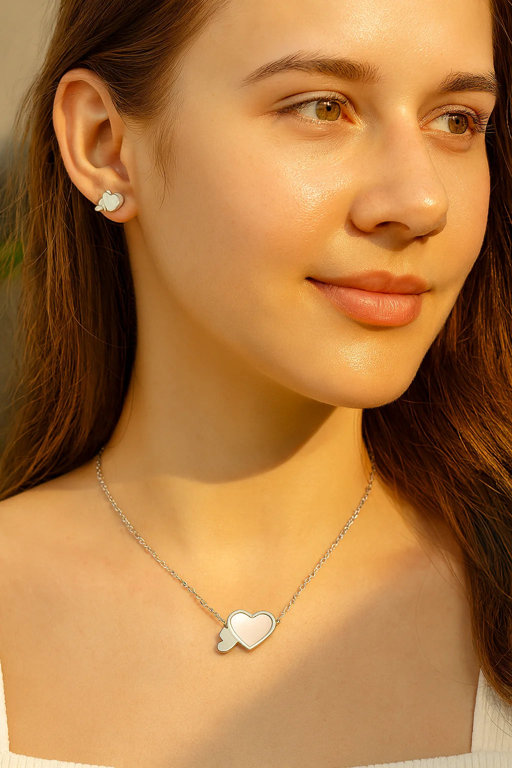 316L Stainless Steel Shell Heart Jewelry Set