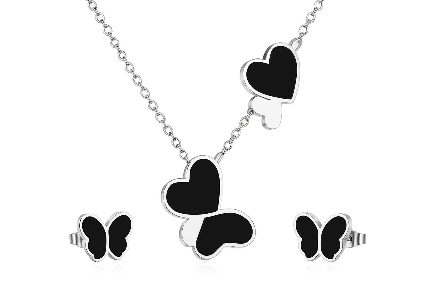 316L Stainless Steel Shell Heart Jewelry Set