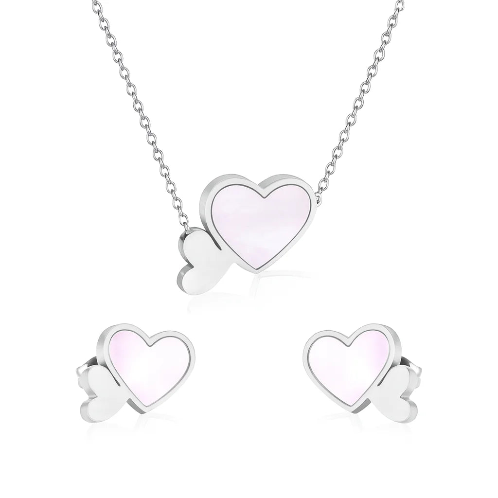 316L Stainless Steel Shell Heart Jewelry Set