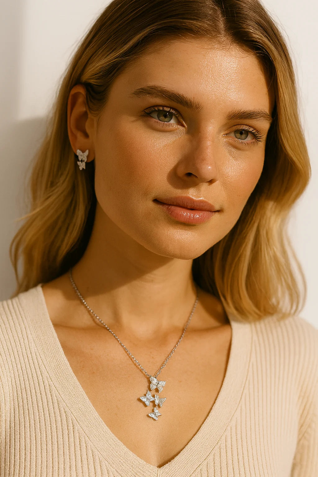 Butterfly Diamond Clavicle Jewelry Set