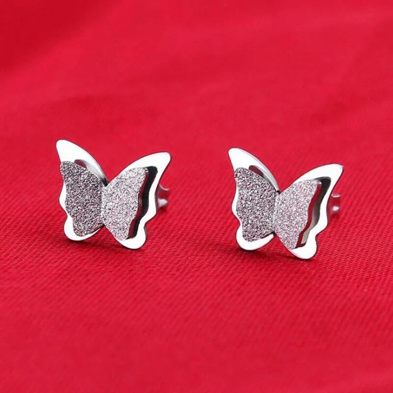 18K Gold Butterfly Stud Earrings