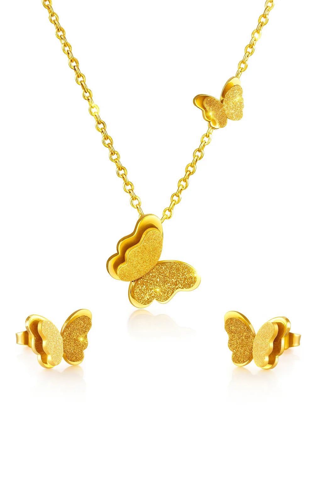 Stainless Steel Butterfly Necklace Set