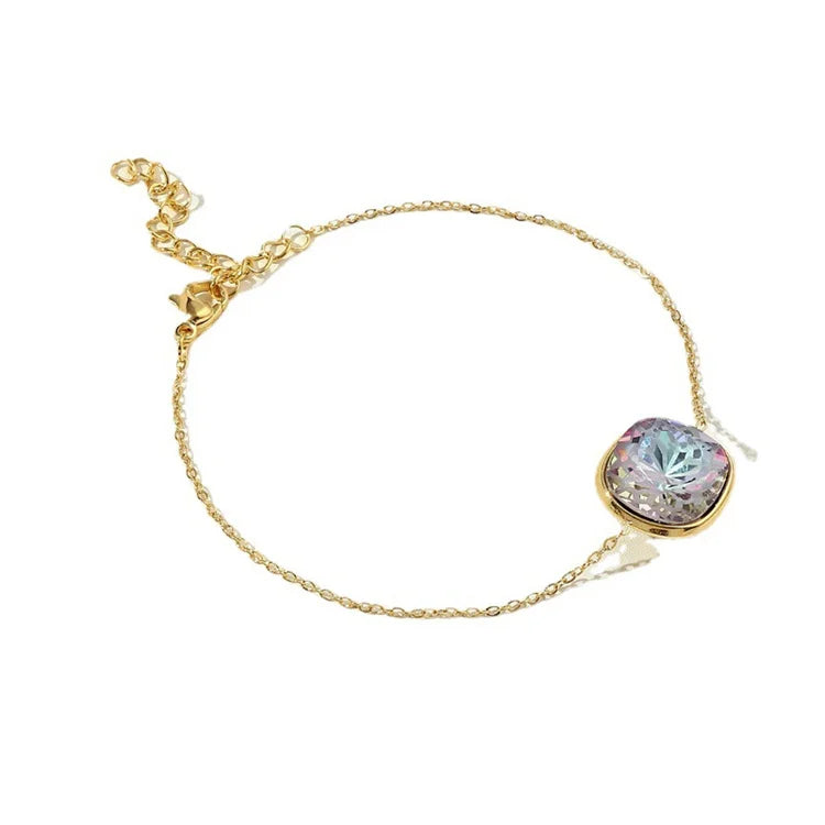 316L Stainless Steel Gold Crystal Square Bracelet