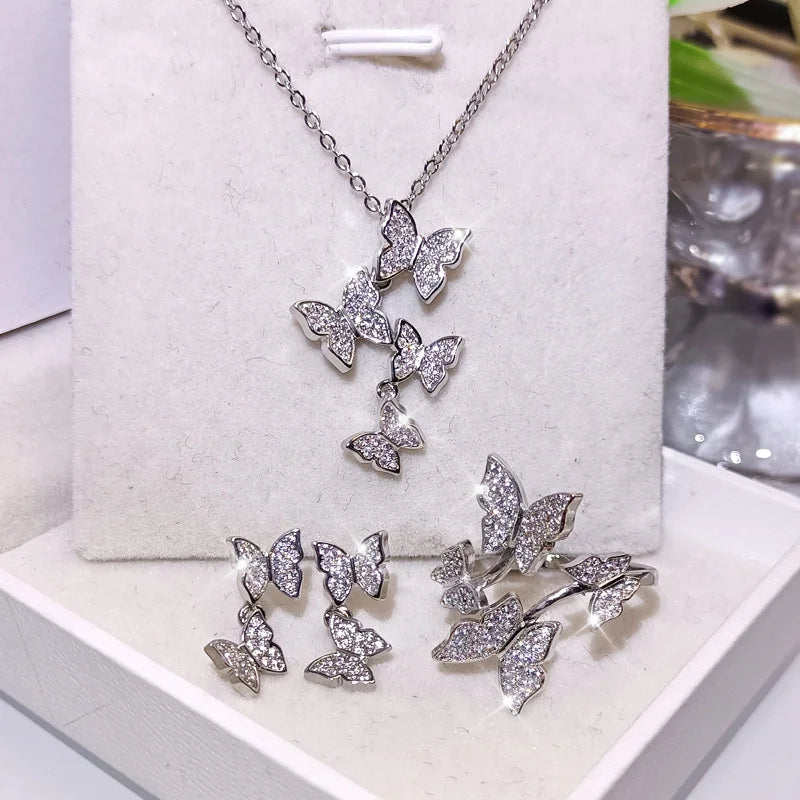 Butterfly Diamond Clavicle Jewelry Set