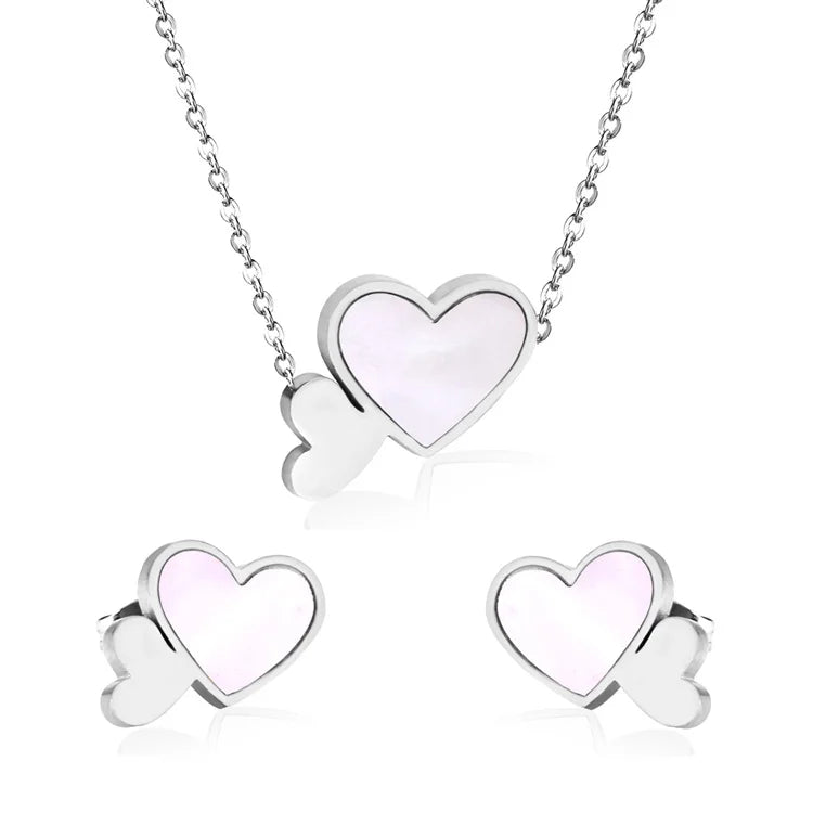 316L Stainless Steel Shell Heart Jewelry Set