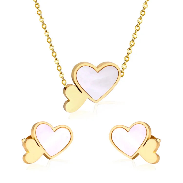 316L Stainless Steel Shell Heart Jewelry Set