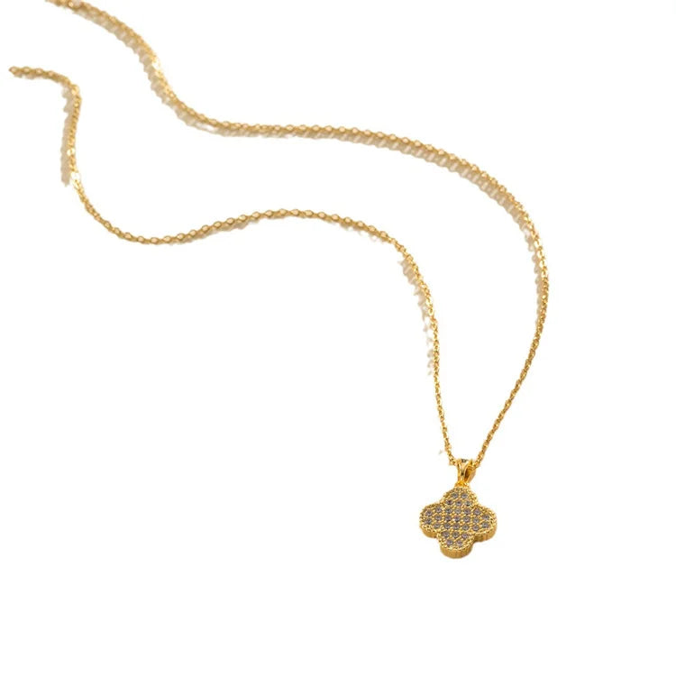 18K Gold Plated Flower Clover Necklace