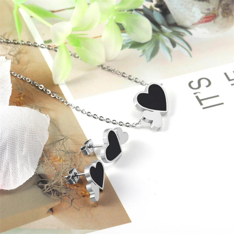 316L Stainless Steel Shell Heart Jewelry Set
