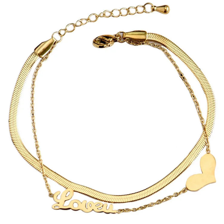 Double-Layer Letter Heart Bracelet