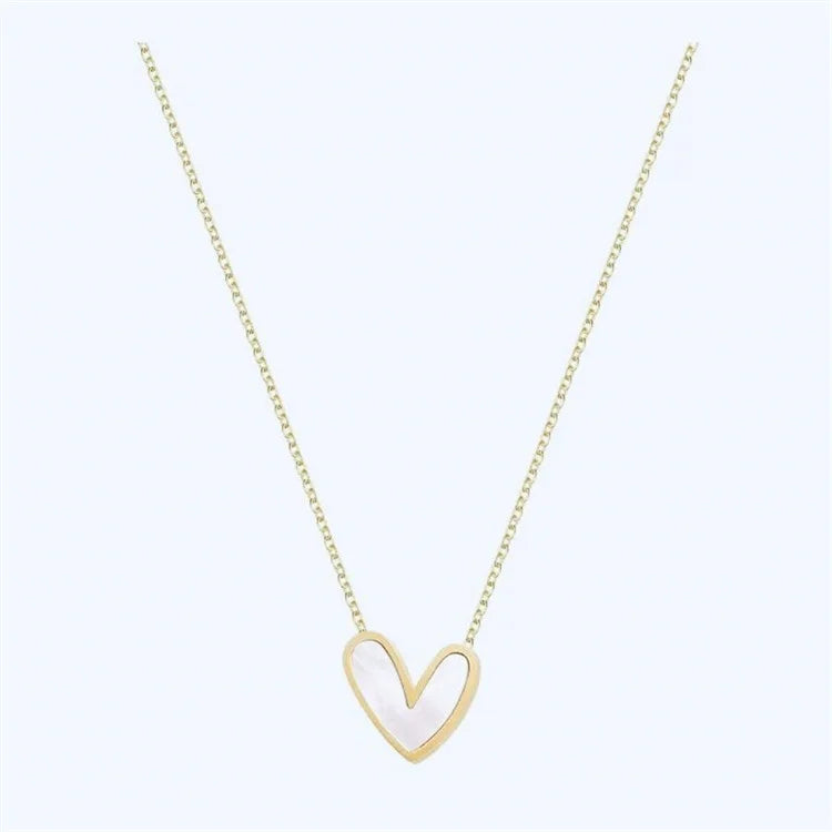 Titanium Steel Shell Heart Pendant Necklace