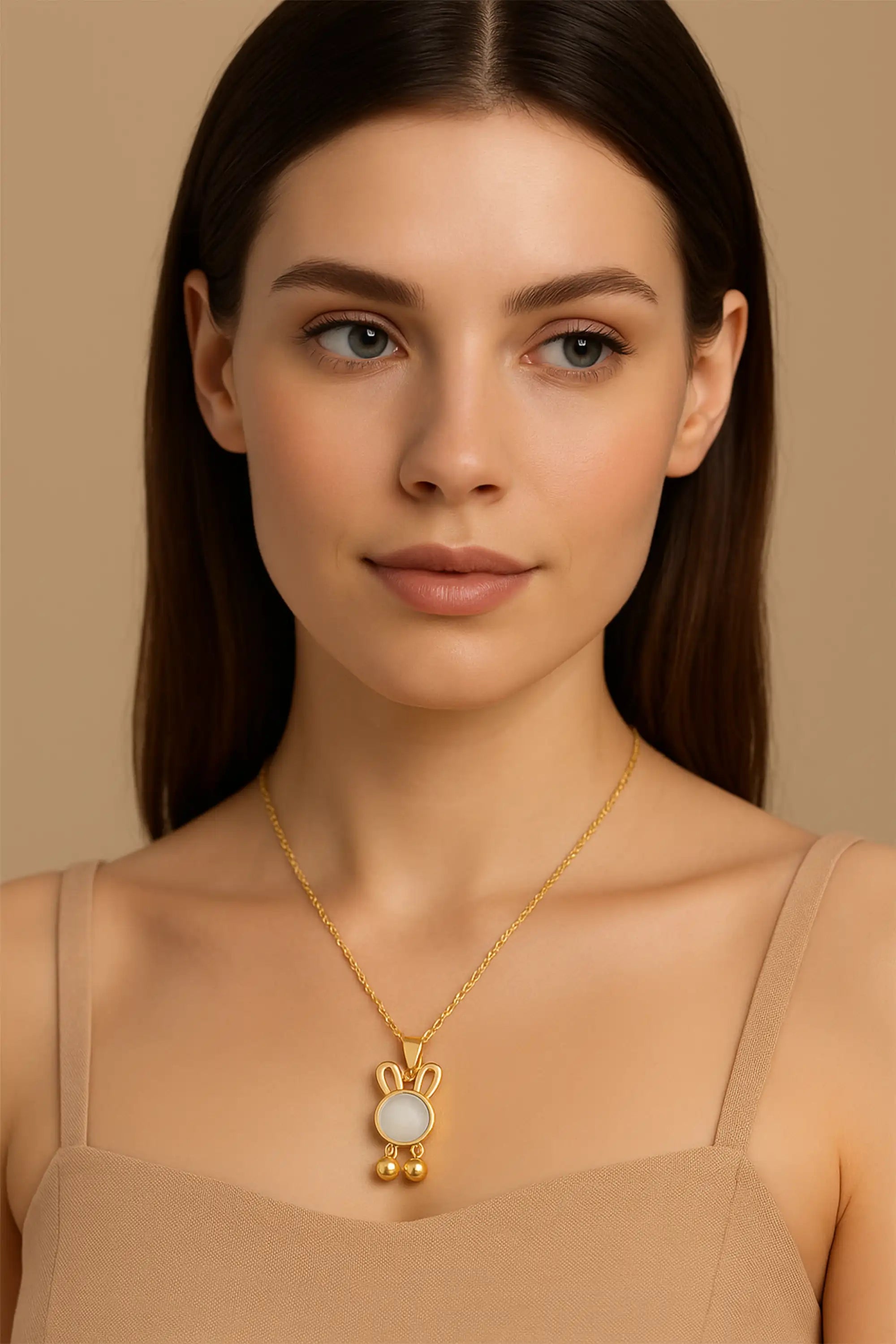 Titanium Steel Rabbit Opal Necklace