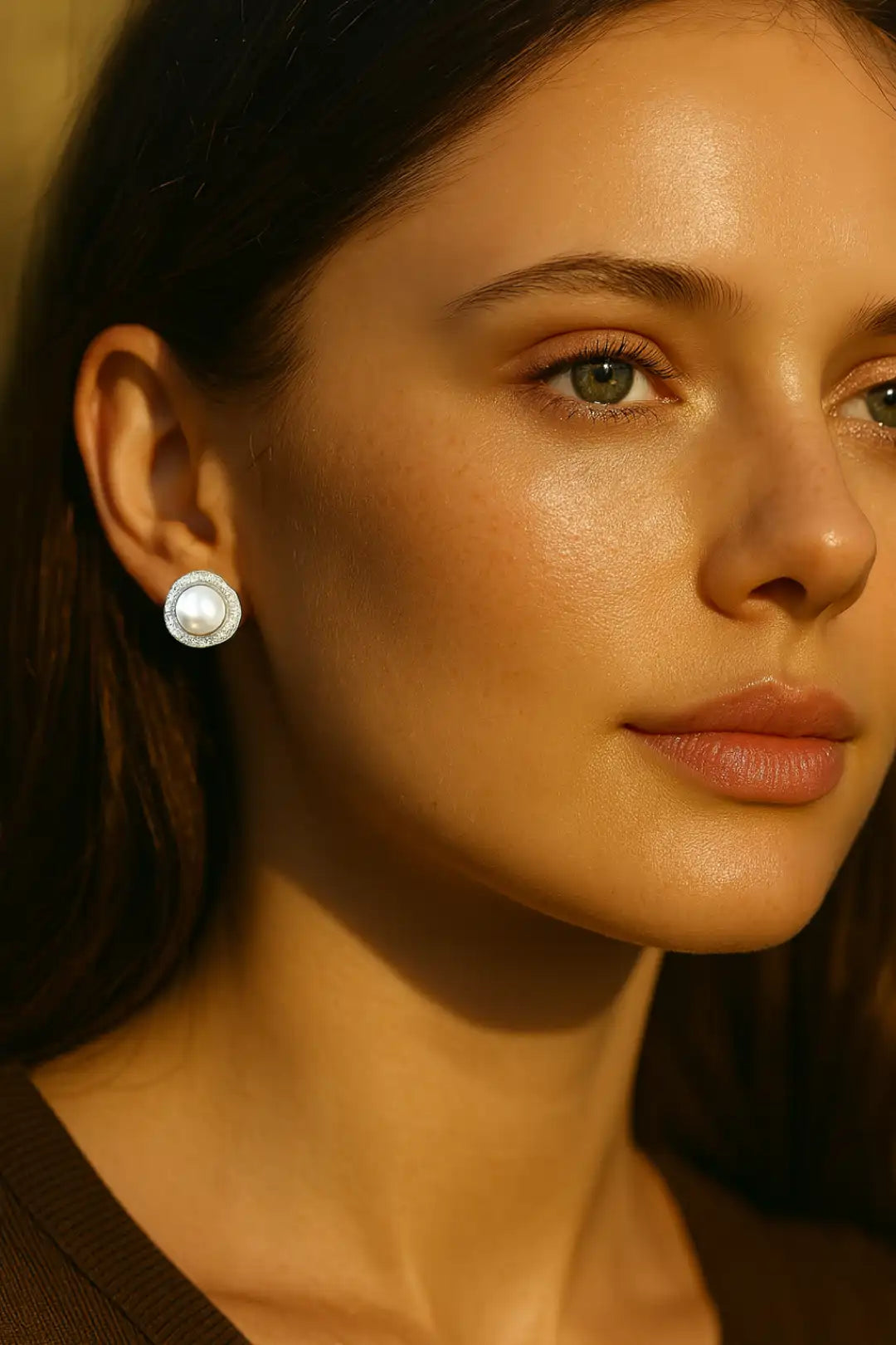 925 Silver Plated Cubic Zirconia Pearl Stud Earrings