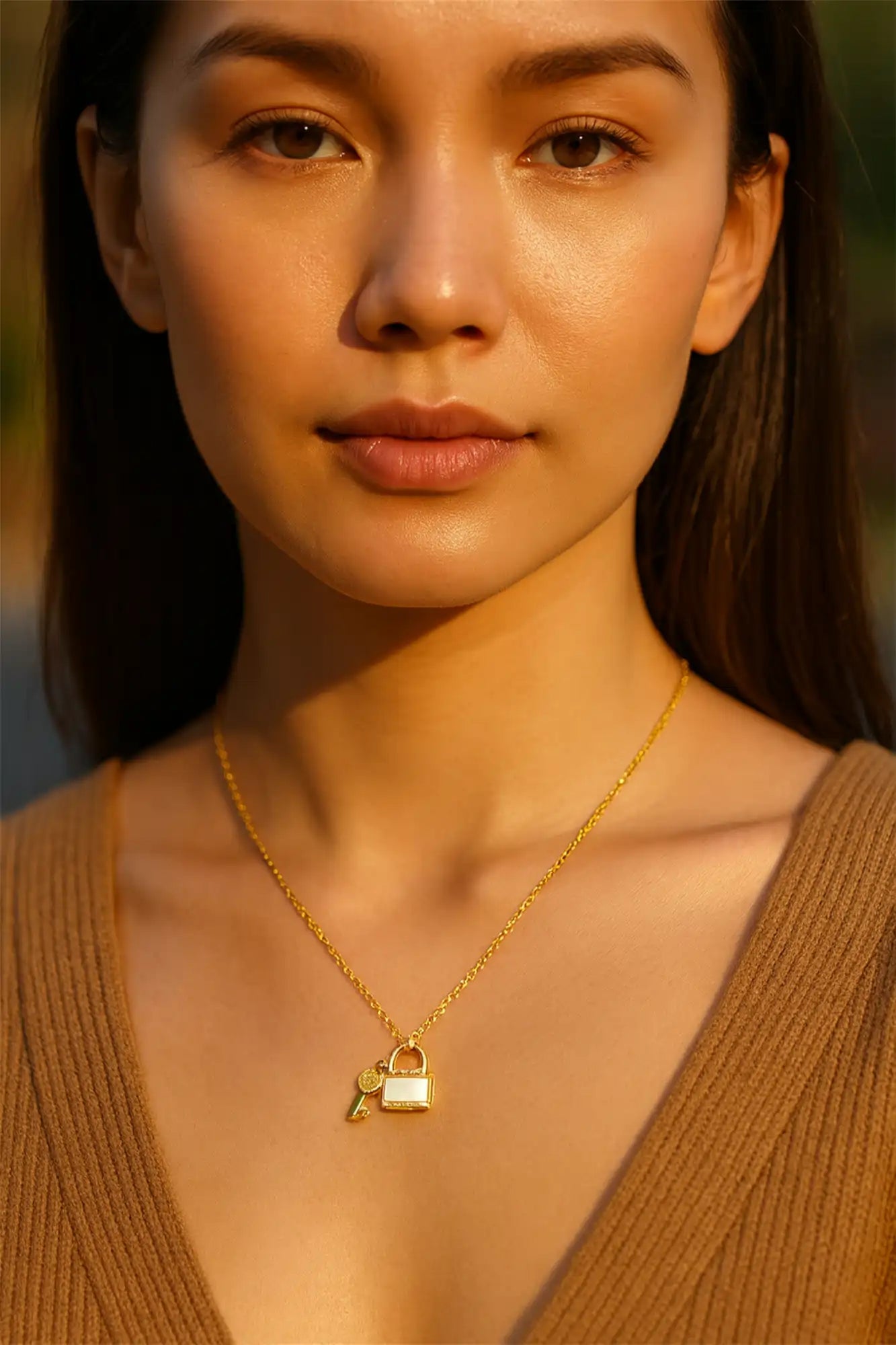 Zircon Shell Key Choker Necklace