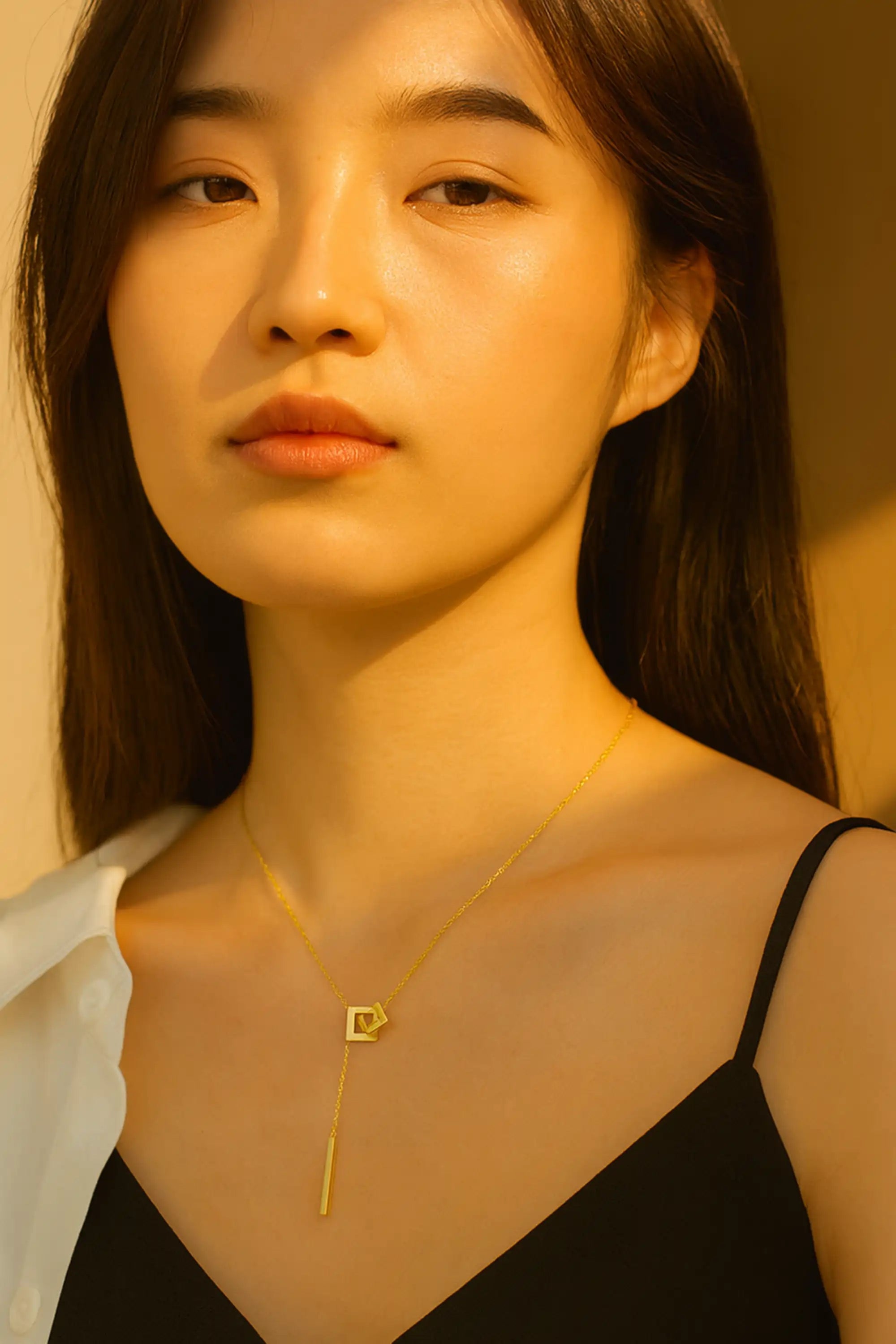 Gold Geometric Y-Shaped Tassel Necklace