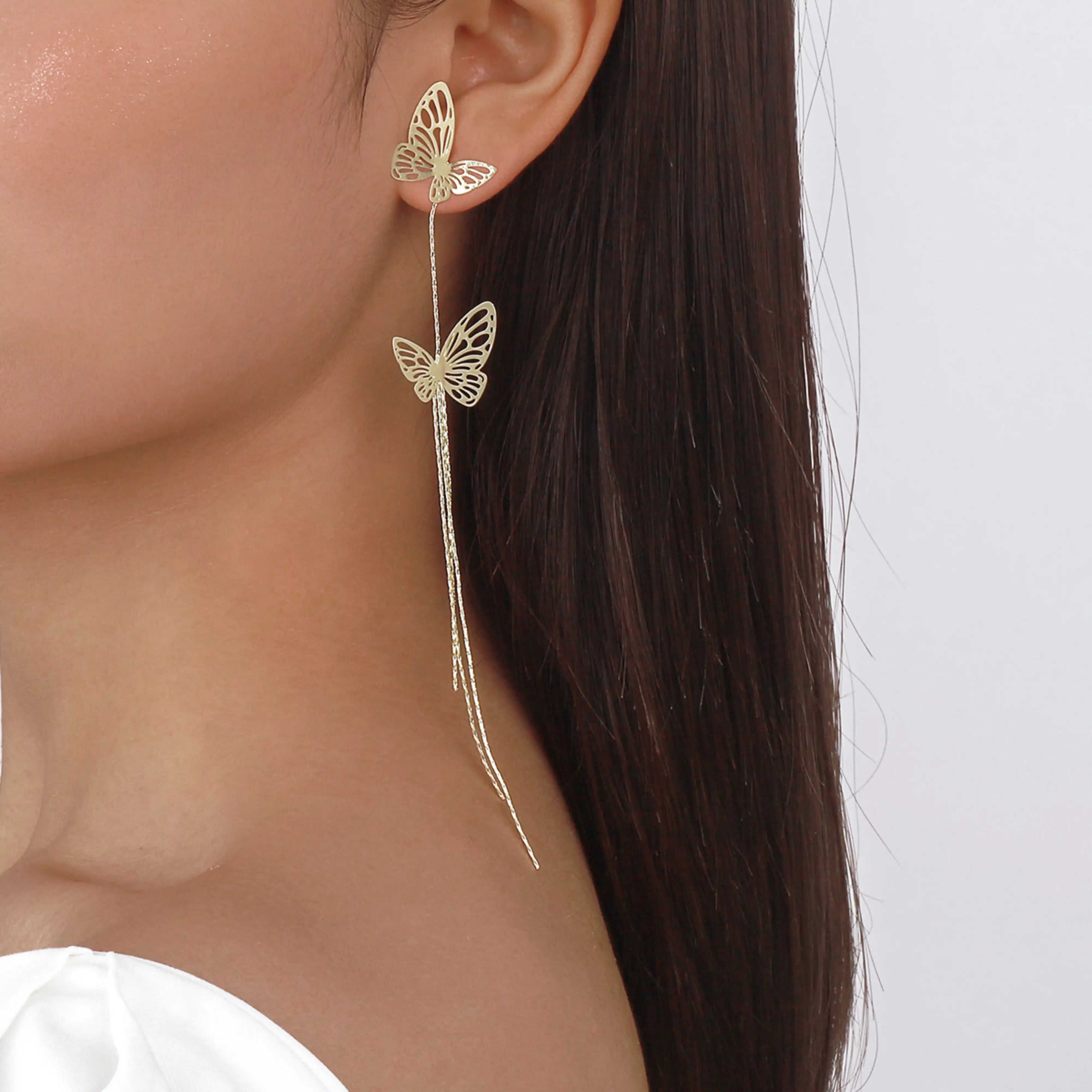 Butterfly Tassel Long Earrings