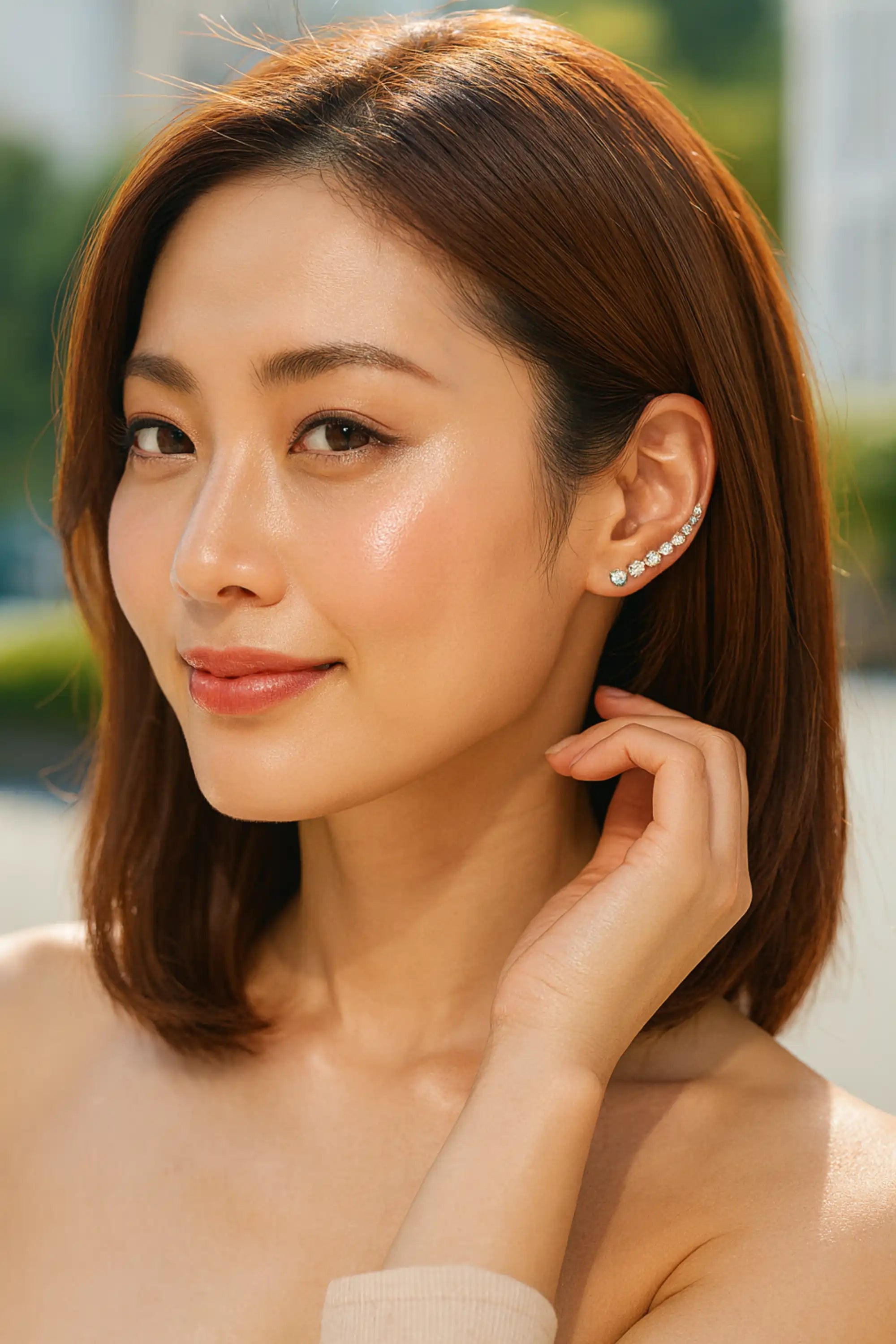 925 Silver Seven Diamond Stud Earrings