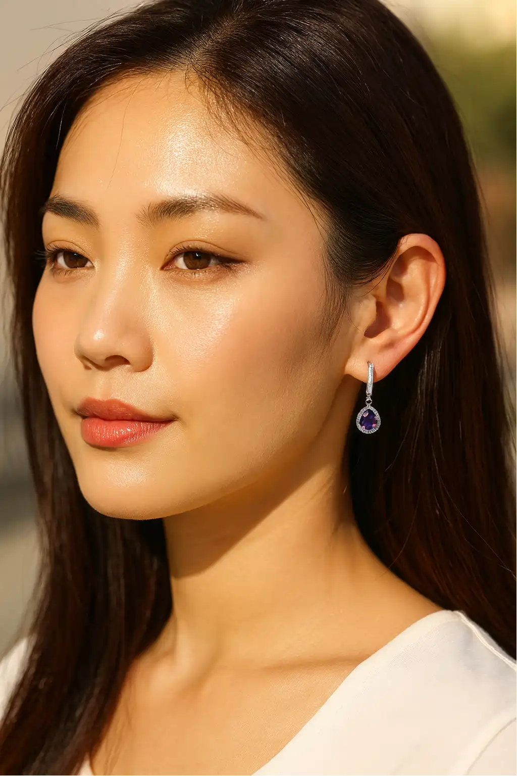 Royal Purple Pear Drop Earrings