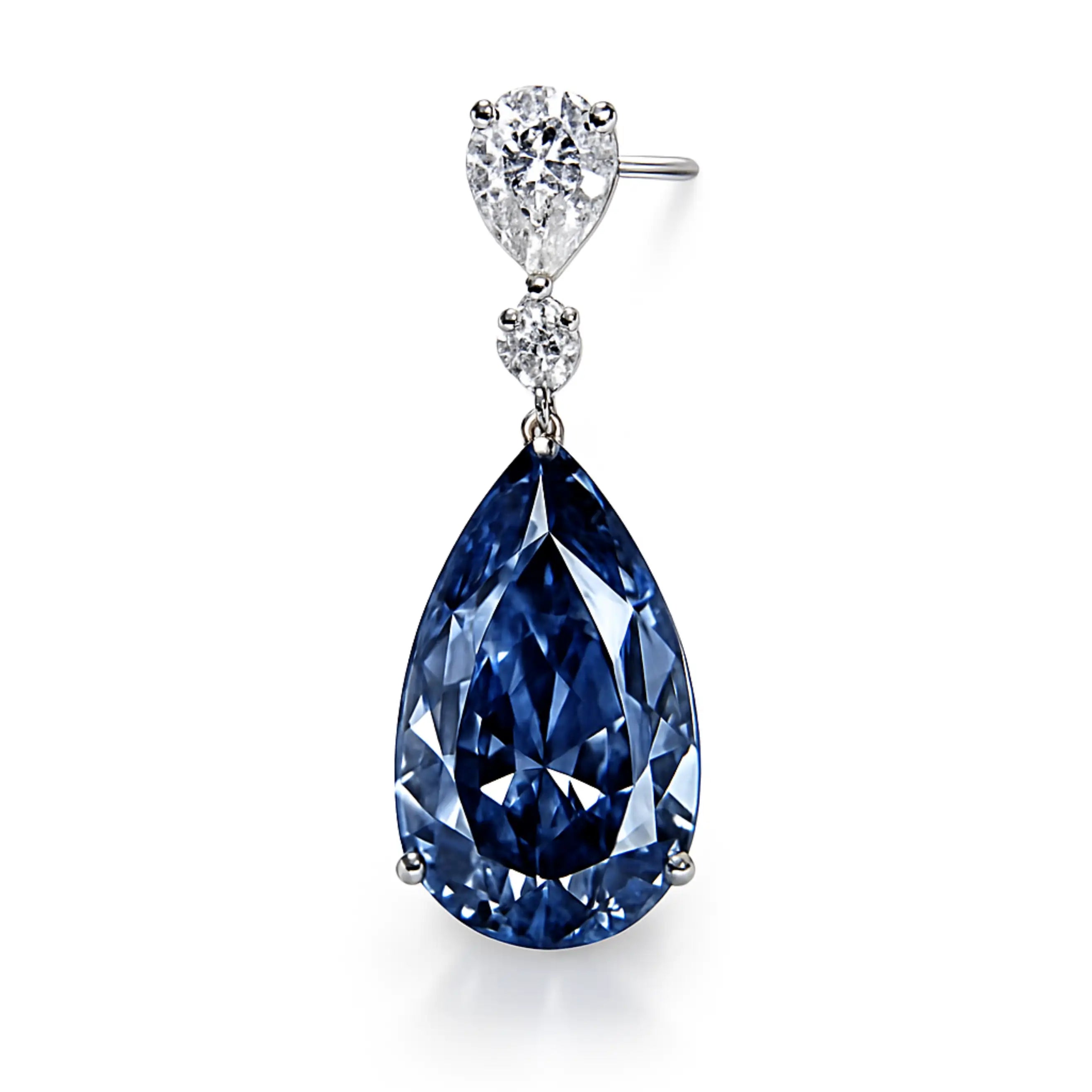 Blue Pink CZ Teardrop Wedding Earrings