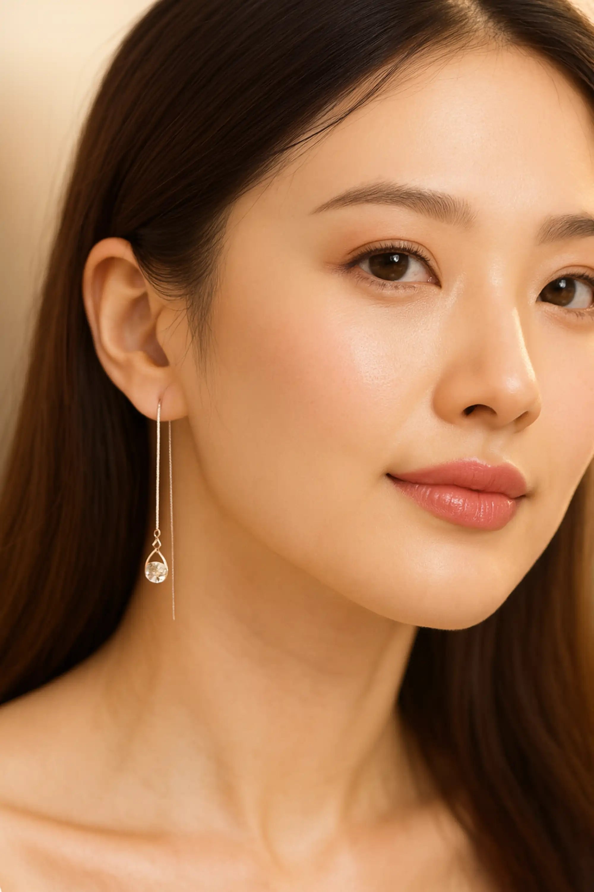 Crystal Water Drop Tassel Earrings