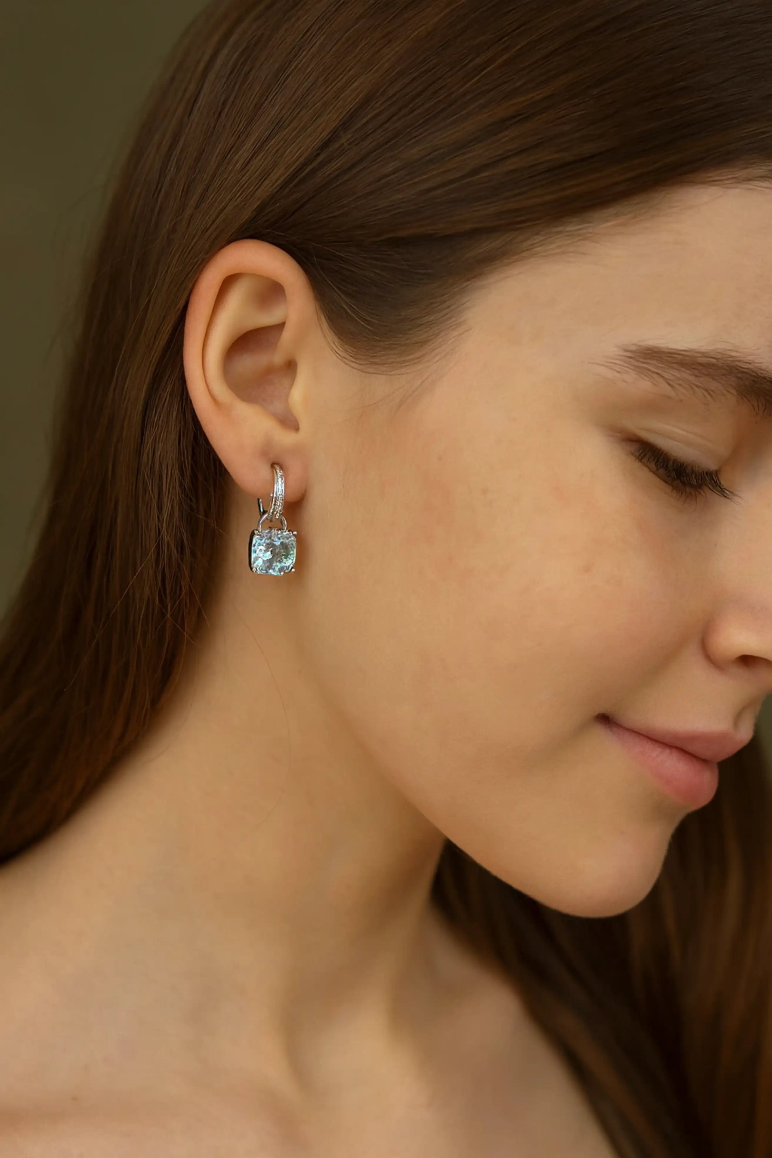 Classic Silver Plated Pave Cubic Zircon Drop Earrings