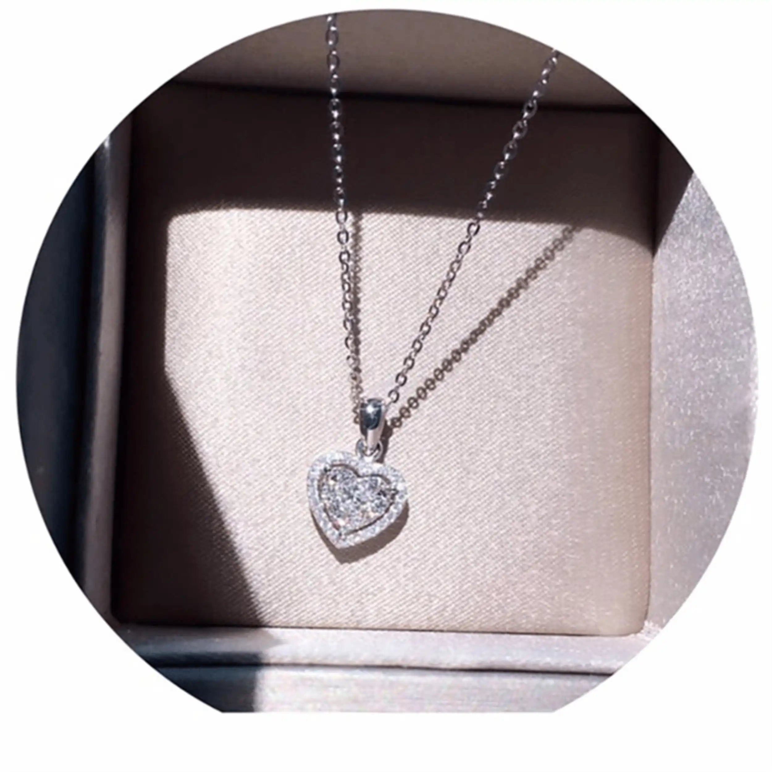 Bling Diamond Peach Heart Necklace