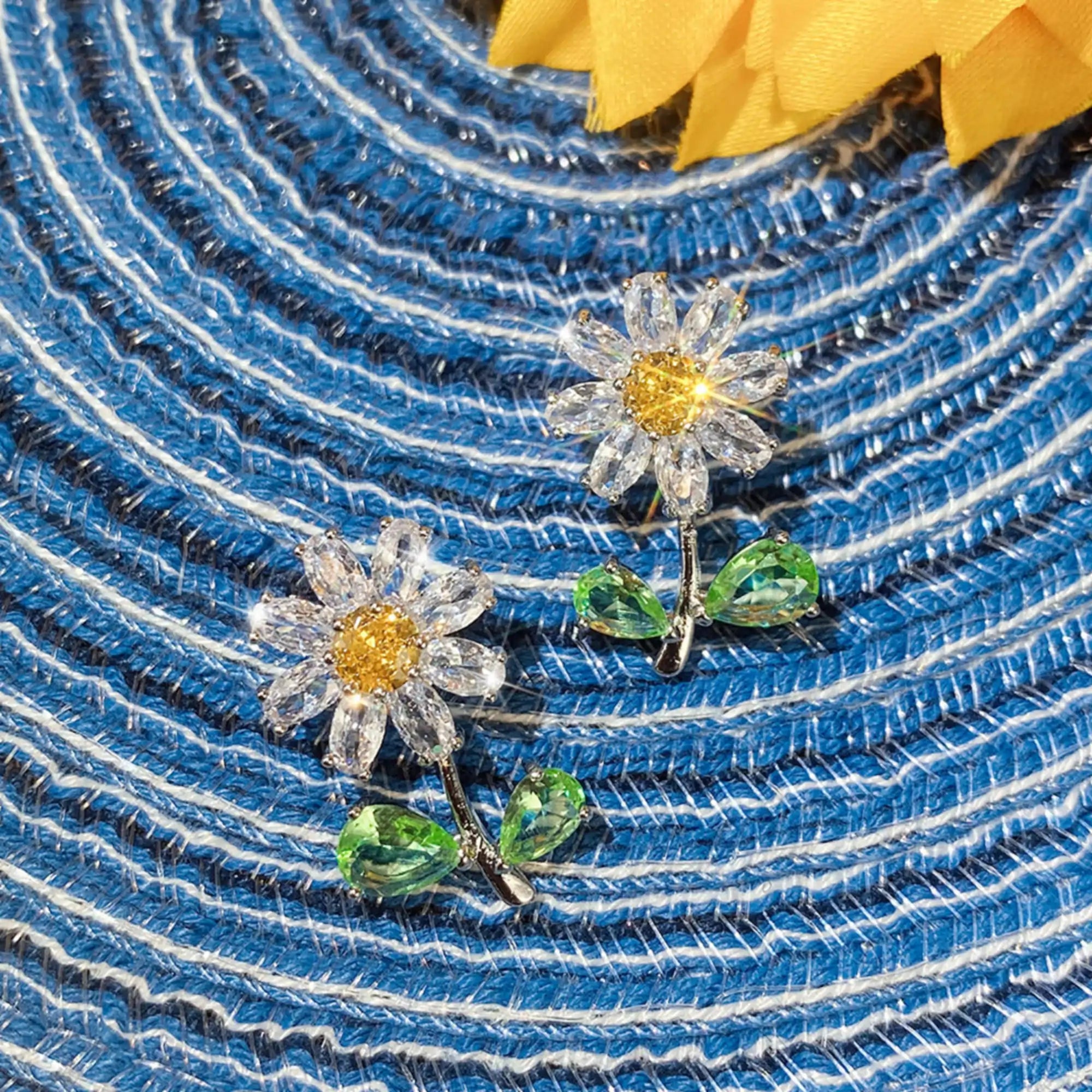 Daisy CZ Flower Stud Earrings