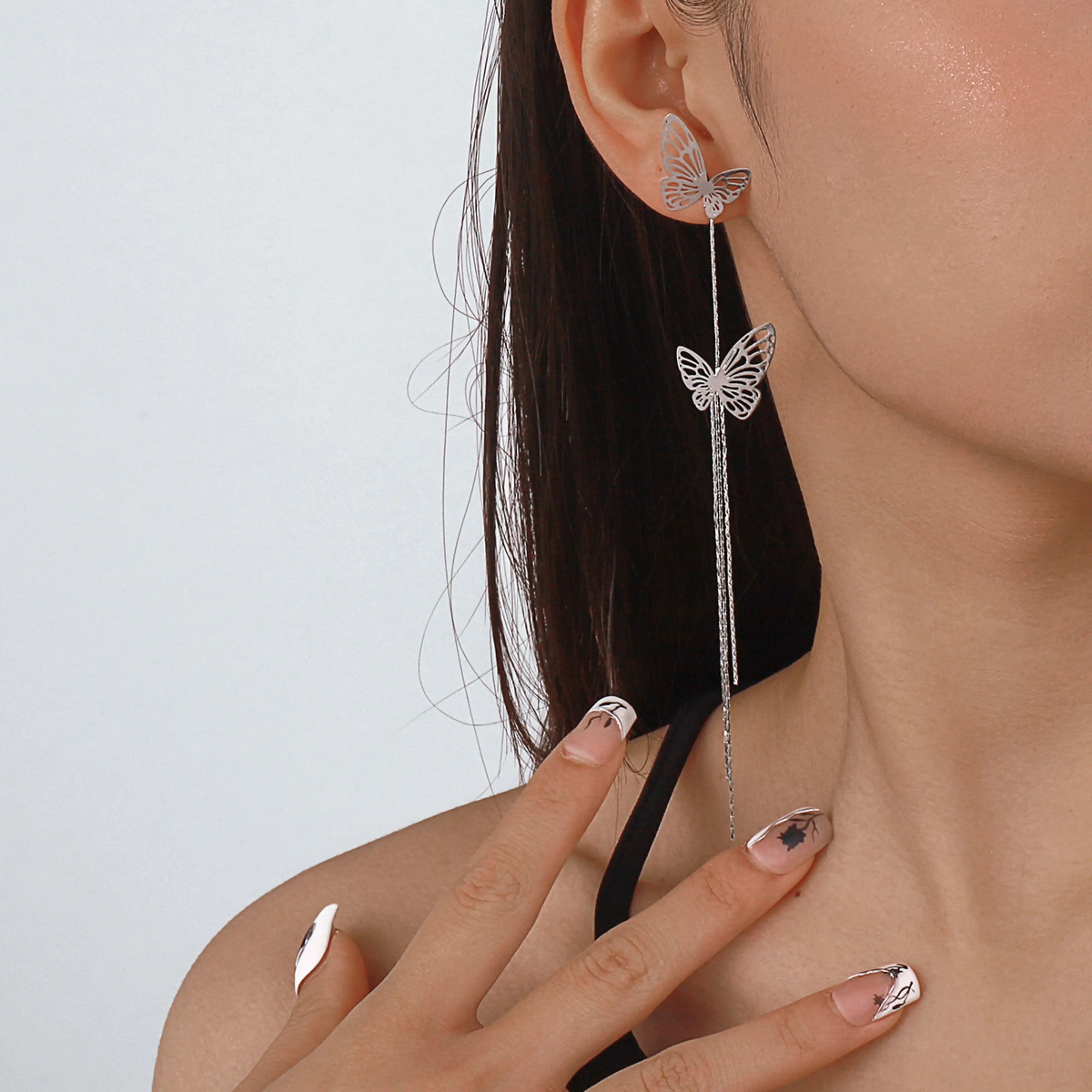 Butterfly Tassel Long Earrings