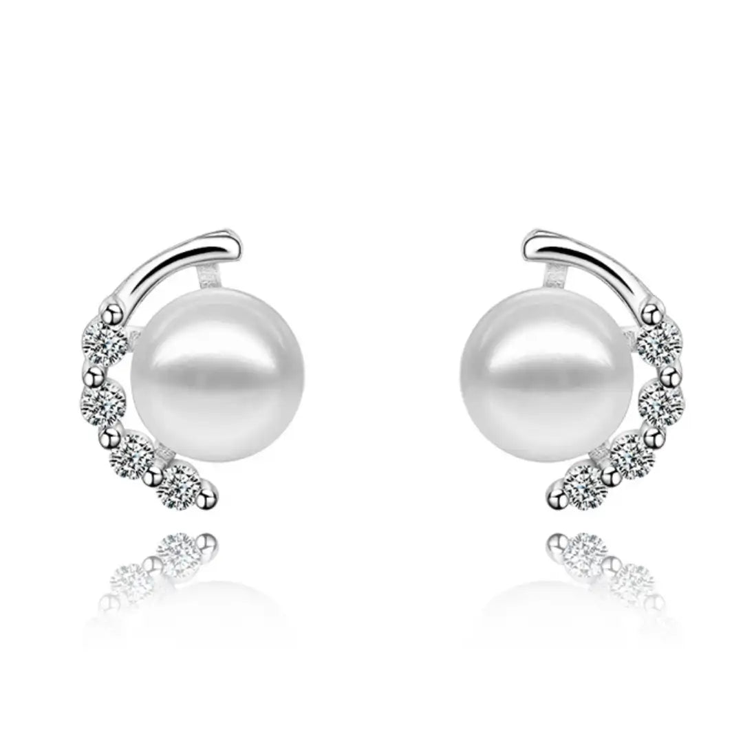 Exquisite CZ Pearl Stud Earrings