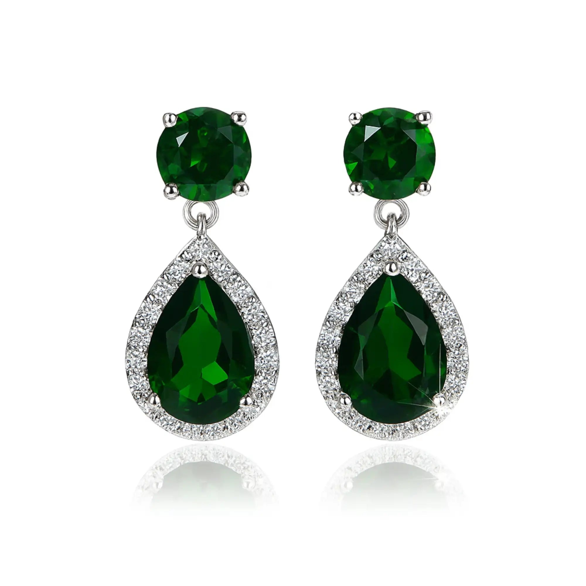 5-Color Water Drop Zircon Silver Earrings