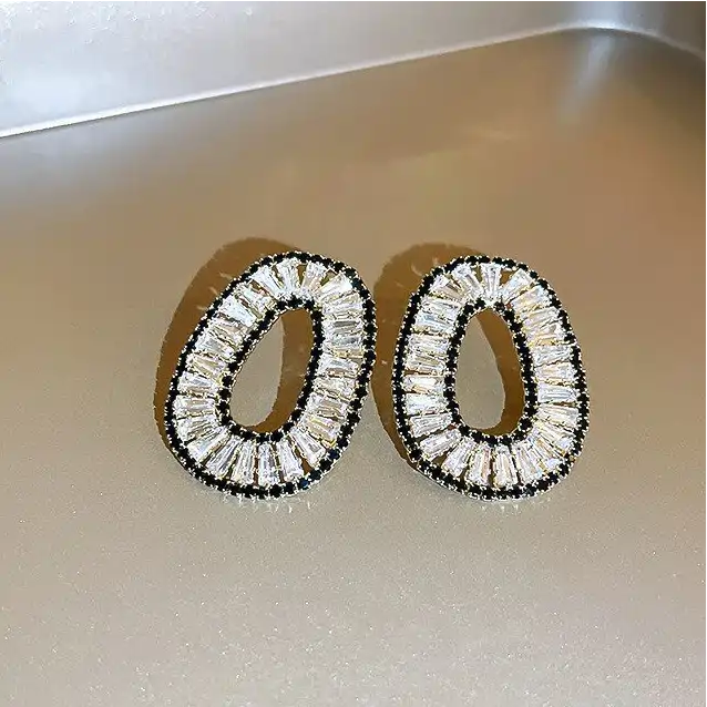 Black CZ Stud Earrings