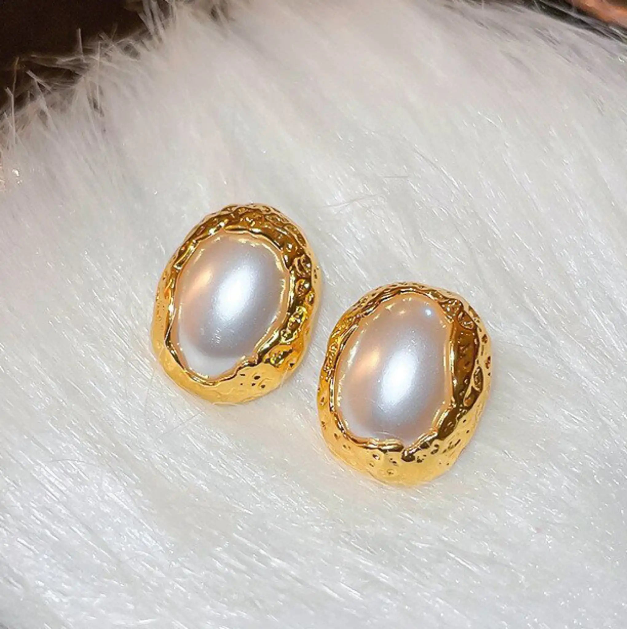 18K Plated Pearl Stud Earrings