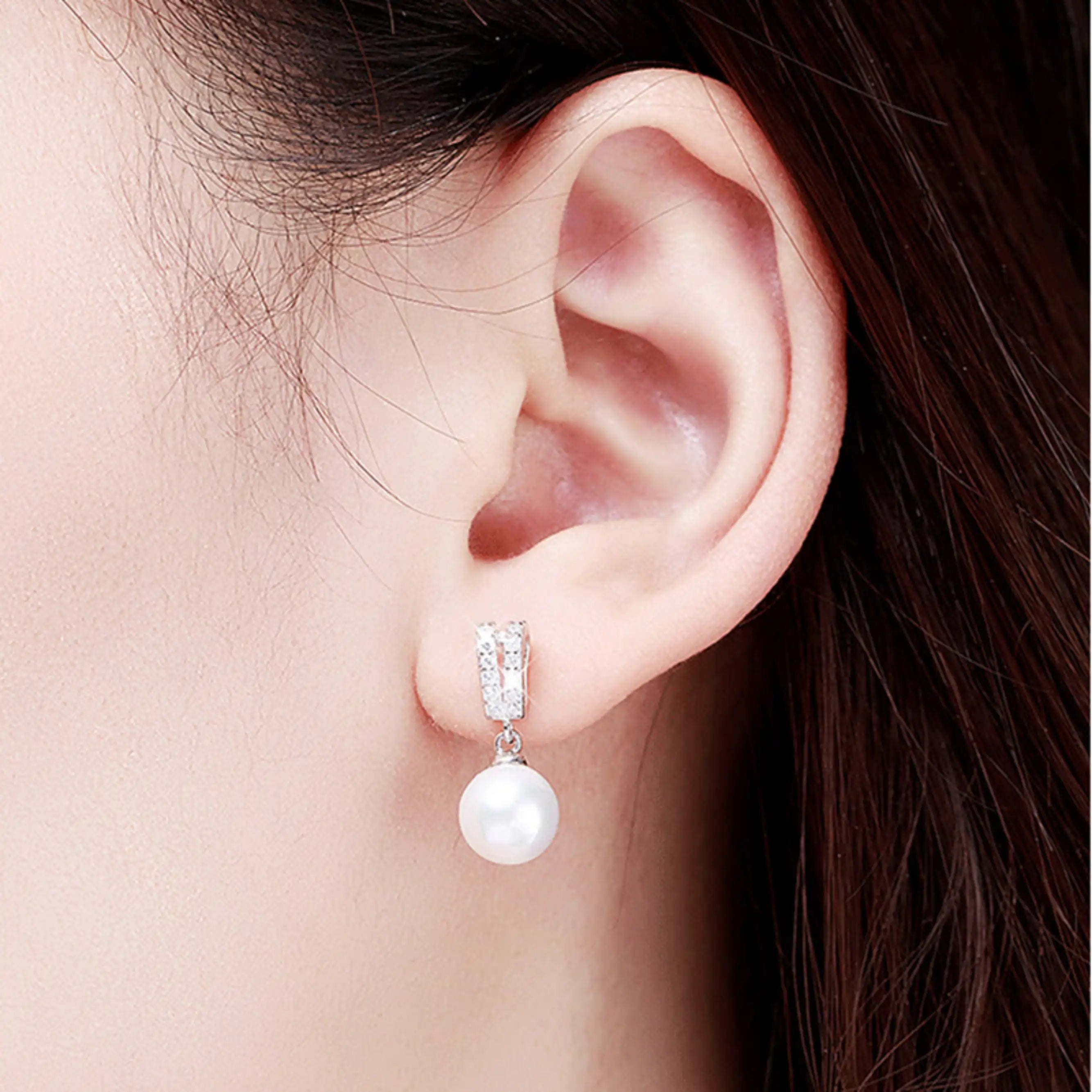 Exquisite CZ Pearl Drop Earrings