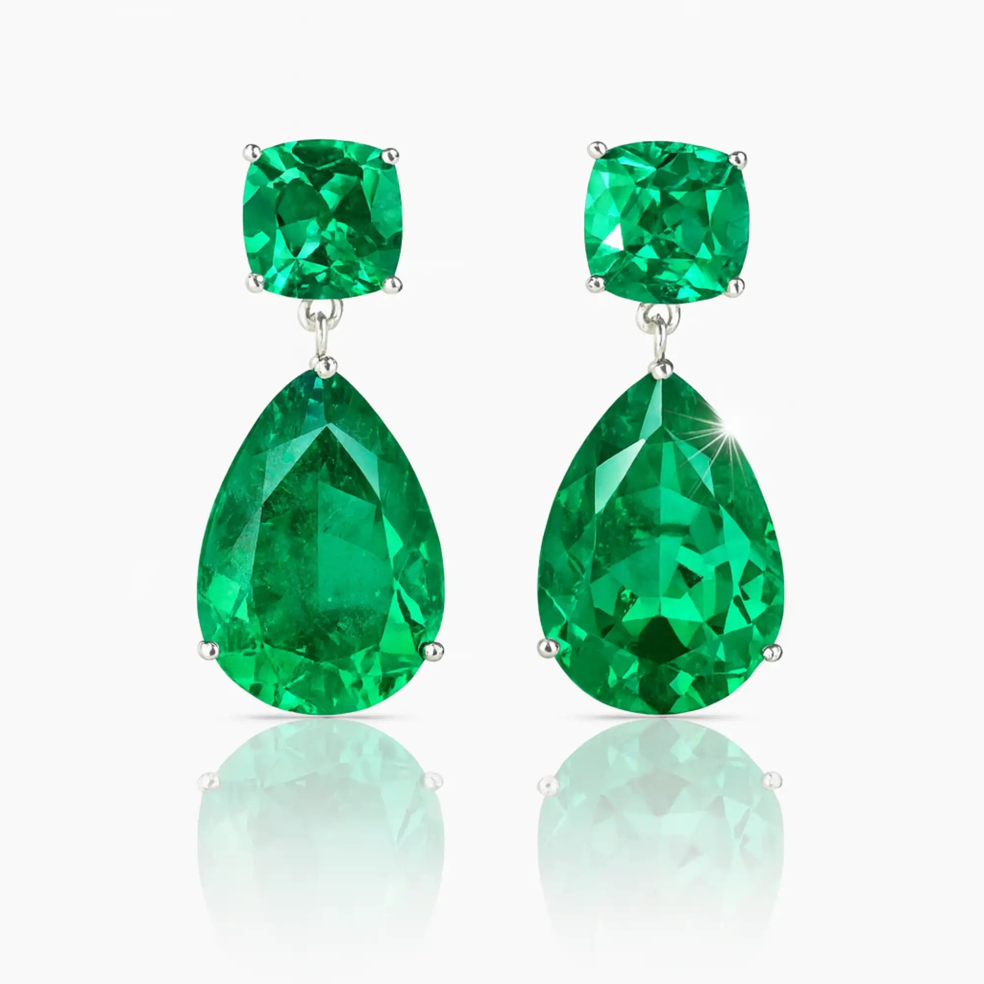 Green CZ Water Drop Dangle Earrings
