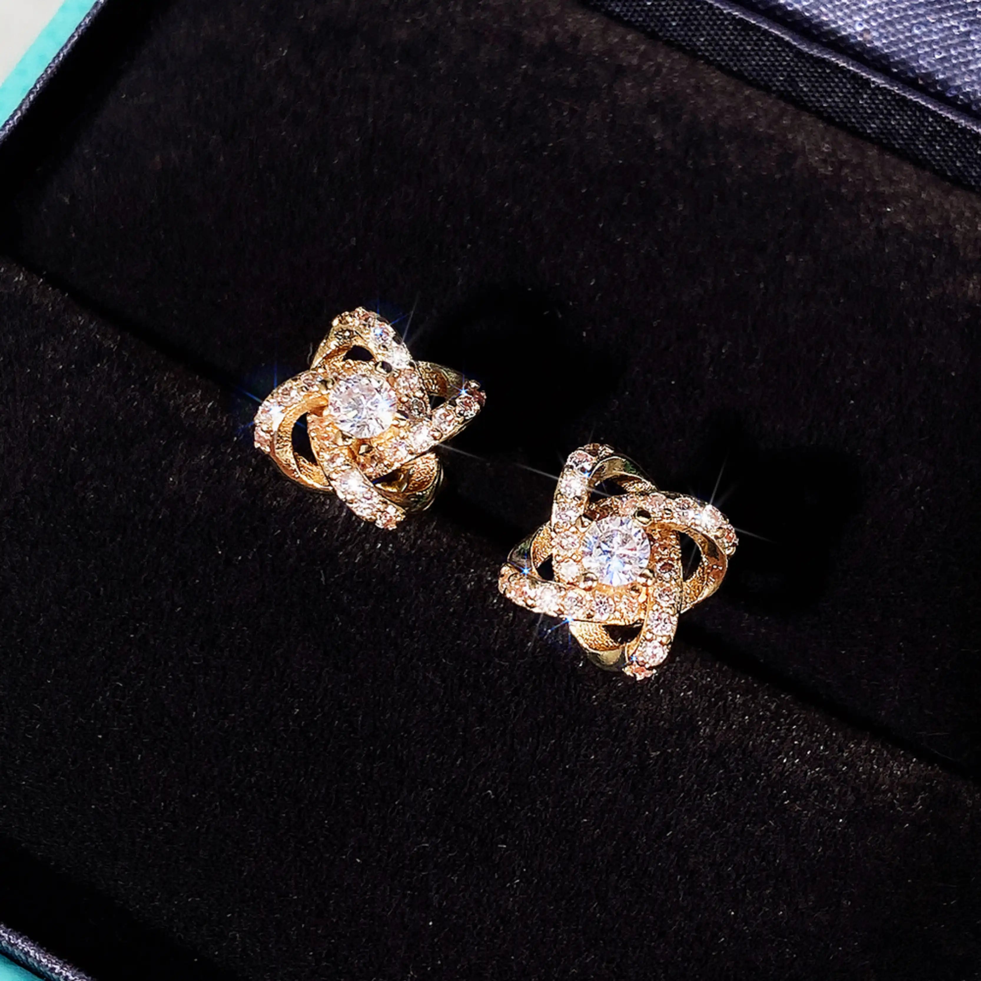 925 Silver CZ Halo Stud Earrings
