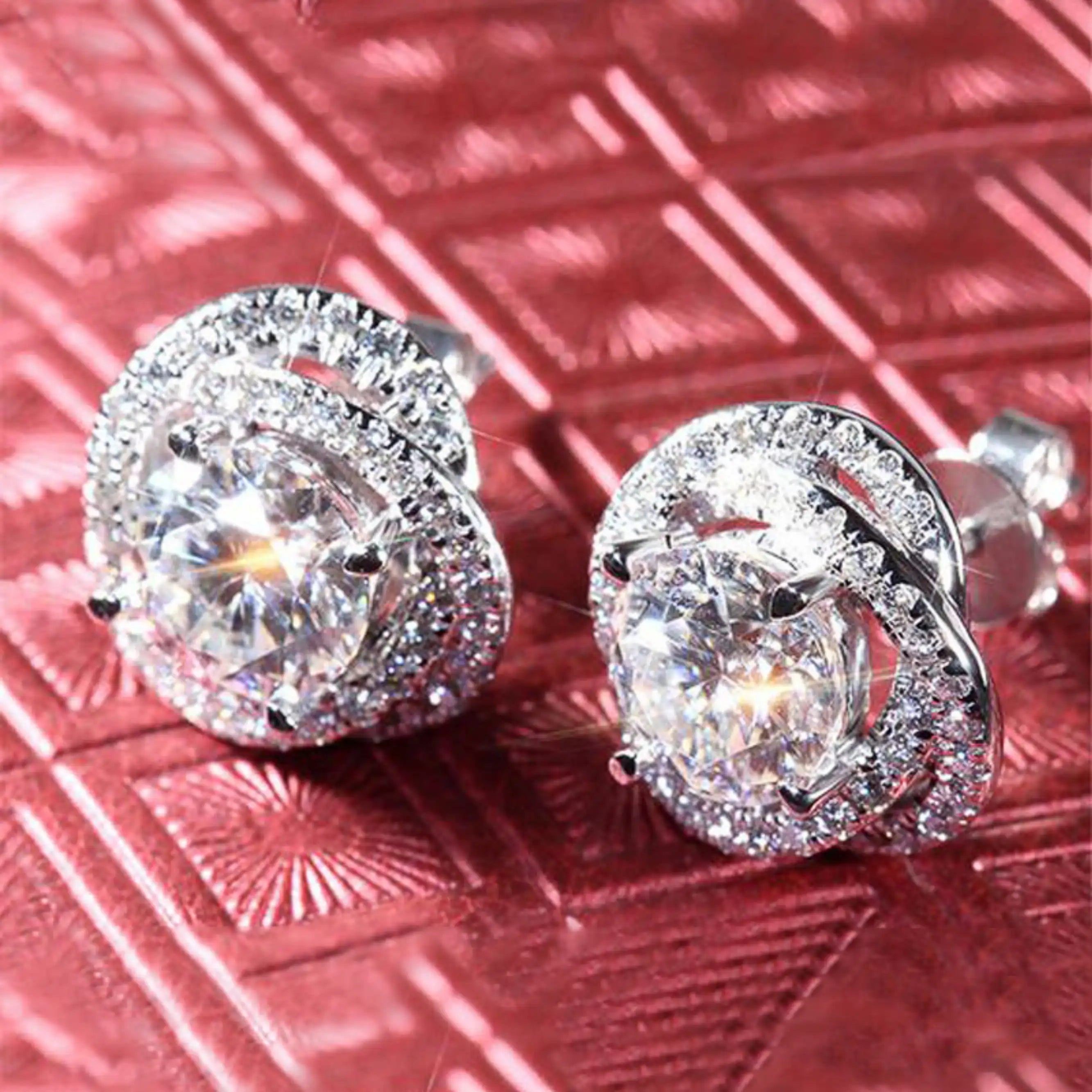 925 Silver Flower CZ Stud Earrings