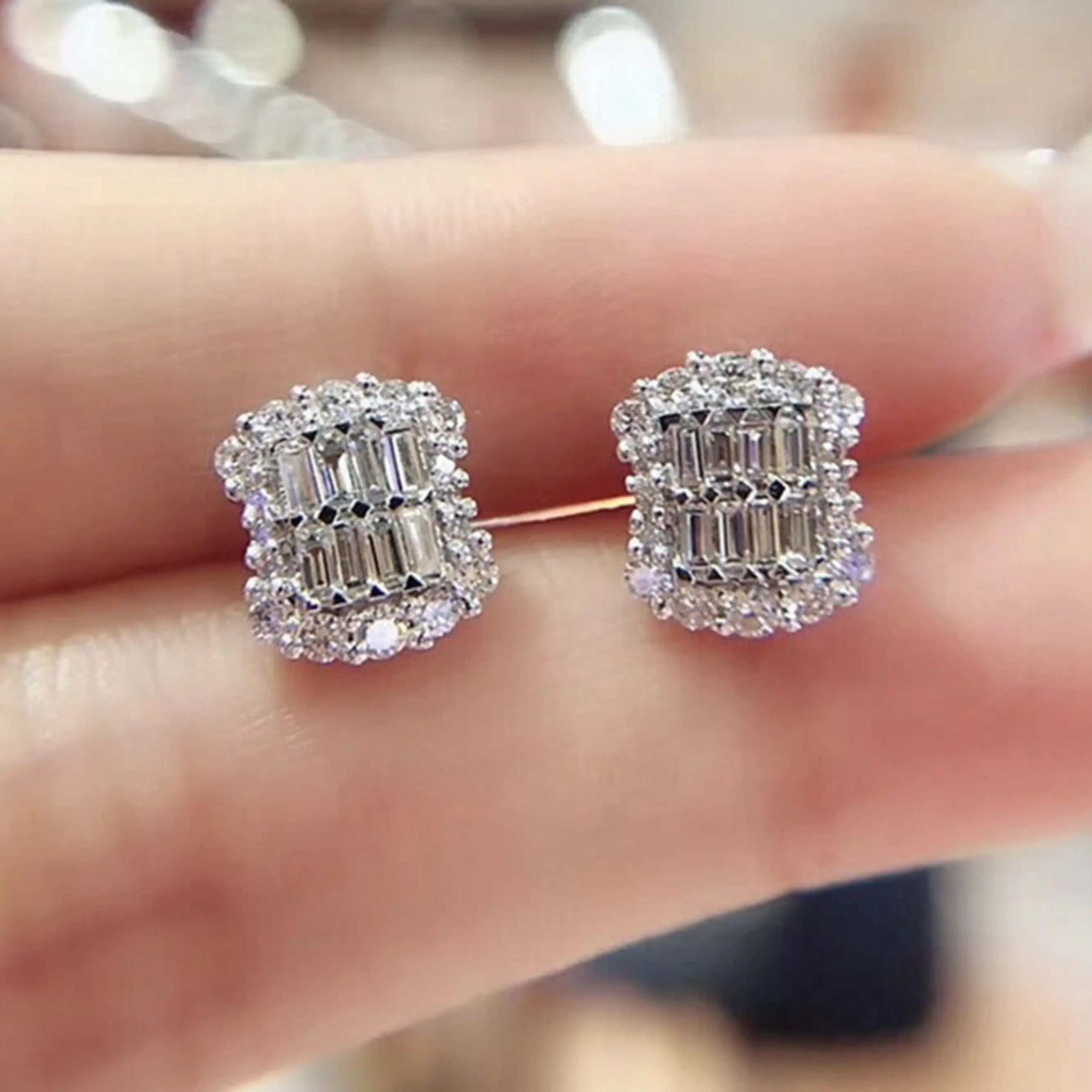 925 Silver Clear CZ Stud Earrings