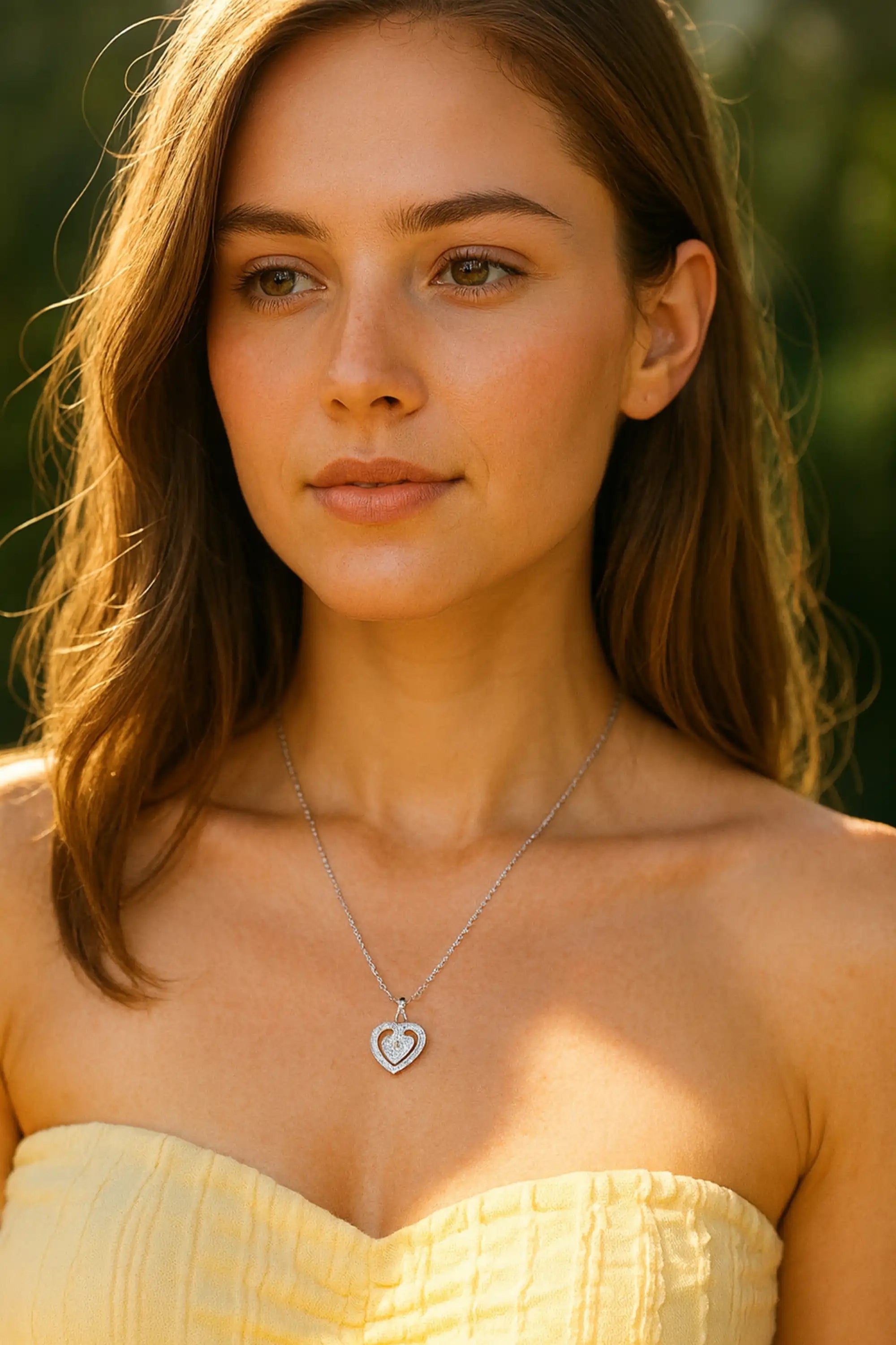 Silver Heart CZ Pendant Necklace