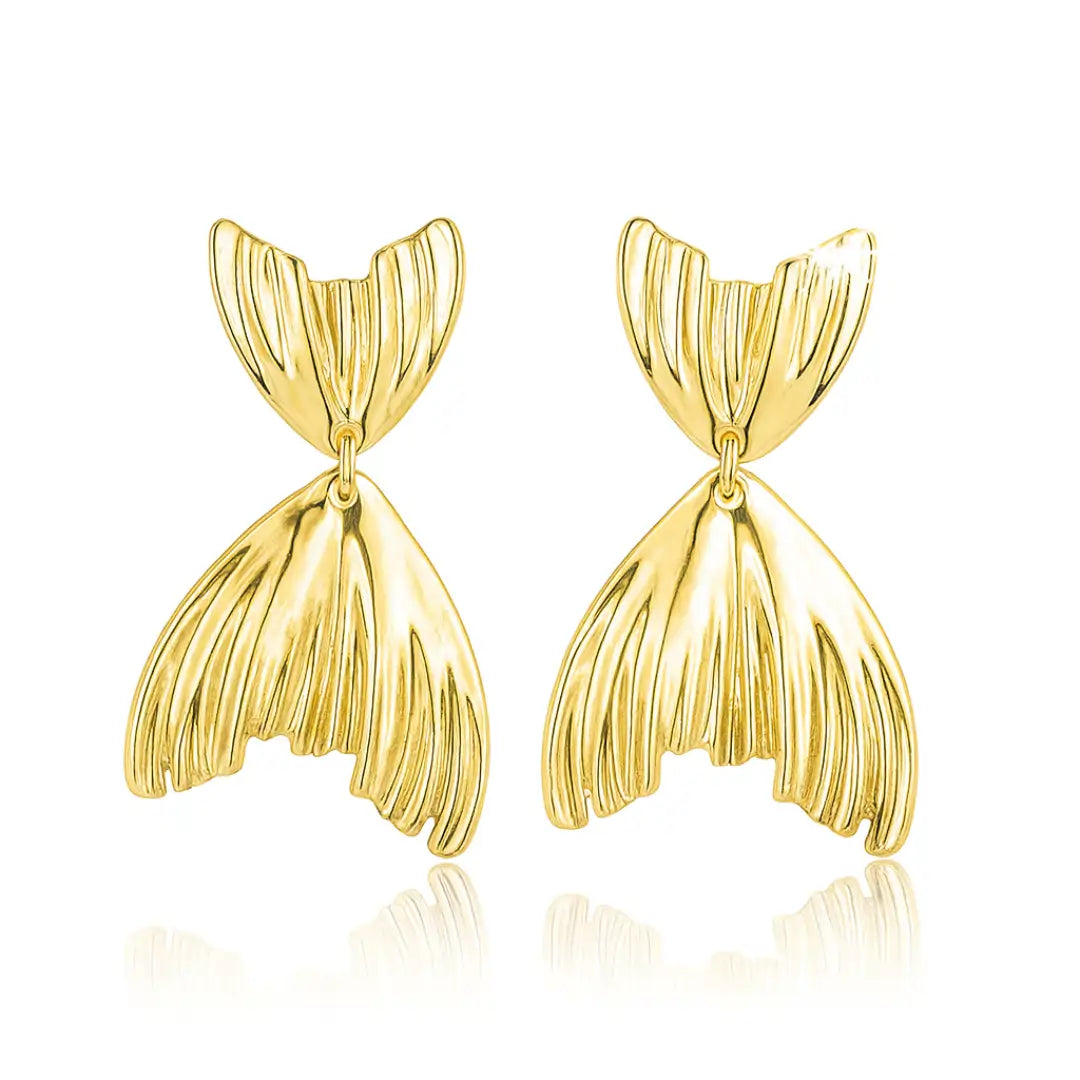 925 Silver Plated Fish Tail CZ Stud Earrings for Women